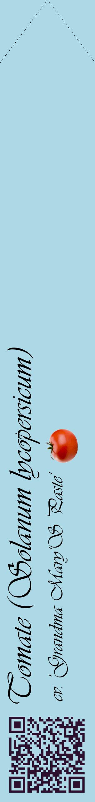 Étiquette de : Solanum lycopersicum cv. 'Grandma Mary'S Paste' - format c - style noire0_simpleviv avec qrcode et comestibilité simplifiée
