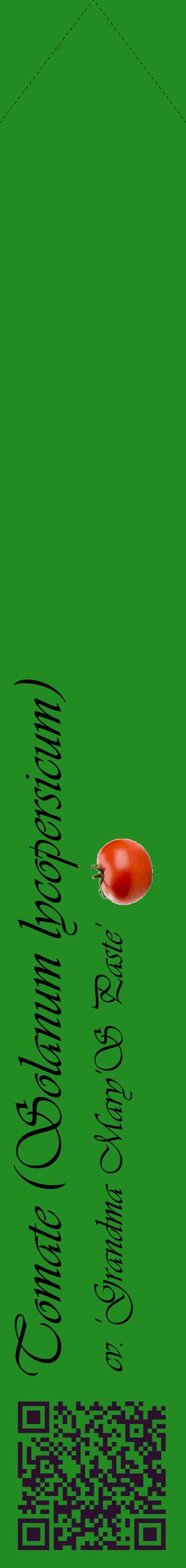 Étiquette de : Solanum lycopersicum cv. 'Grandma Mary'S Paste' - format c - style noire10_simpleviv avec qrcode et comestibilité simplifiée
