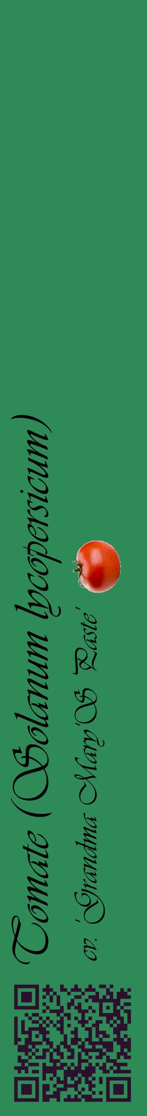 Étiquette de : Solanum lycopersicum cv. 'Grandma Mary'S Paste' - format c - style noire11_basiqueviv avec qrcode et comestibilité simplifiée