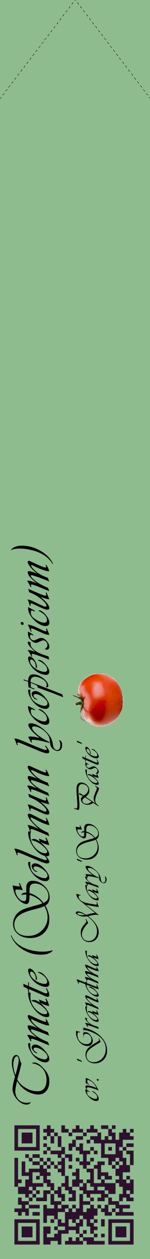 Étiquette de : Solanum lycopersicum cv. 'Grandma Mary'S Paste' - format c - style noire13_simpleviv avec qrcode et comestibilité simplifiée