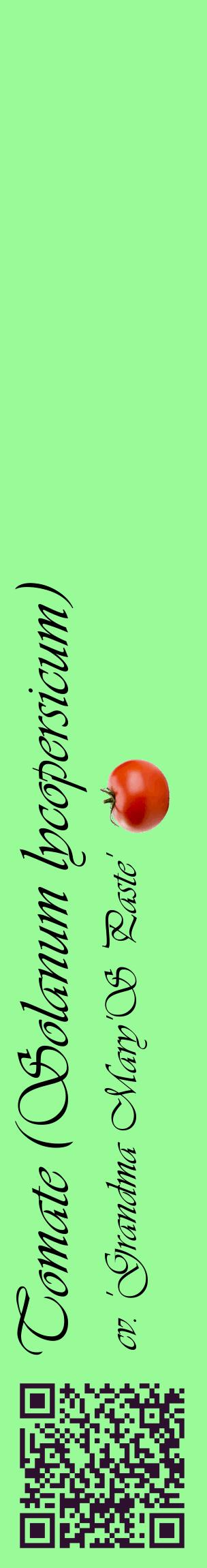 Étiquette de : Solanum lycopersicum cv. 'Grandma Mary'S Paste' - format c - style noire14_basiqueviv avec qrcode et comestibilité simplifiée