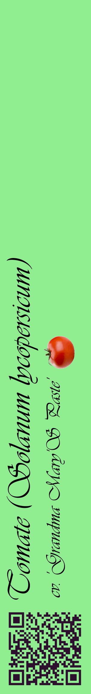 Étiquette de : Solanum lycopersicum cv. 'Grandma Mary'S Paste' - format c - style noire15_basiqueviv avec qrcode et comestibilité simplifiée