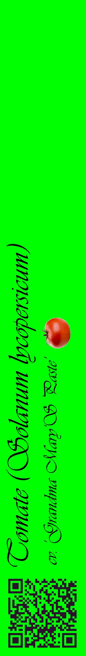 Étiquette de : Solanum lycopersicum cv. 'Grandma Mary'S Paste' - format c - style noire16_basiqueviv avec qrcode et comestibilité simplifiée