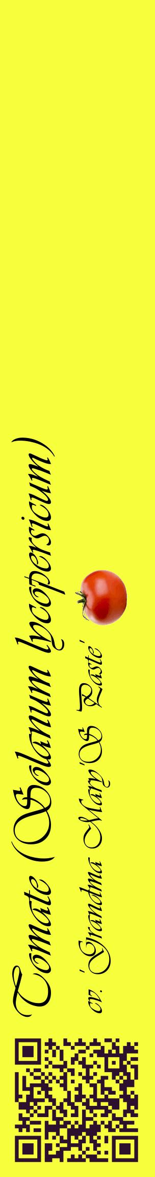 Étiquette de : Solanum lycopersicum cv. 'Grandma Mary'S Paste' - format c - style noire18_basiqueviv avec qrcode et comestibilité simplifiée