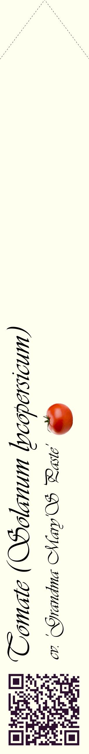 Étiquette de : Solanum lycopersicum cv. 'Grandma Mary'S Paste' - format c - style noire19_simpleviv avec qrcode et comestibilité simplifiée