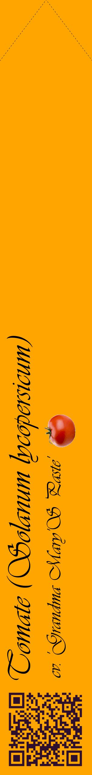 Étiquette de : Solanum lycopersicum cv. 'Grandma Mary'S Paste' - format c - style noire22_simpleviv avec qrcode et comestibilité simplifiée