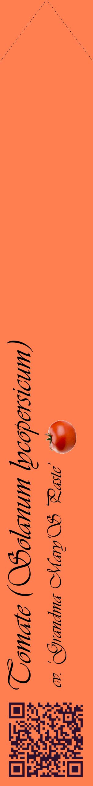 Étiquette de : Solanum lycopersicum cv. 'Grandma Mary'S Paste' - format c - style noire24_simpleviv avec qrcode et comestibilité simplifiée
