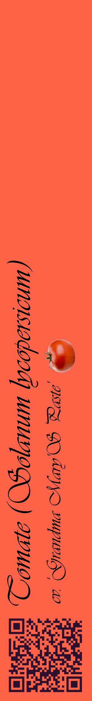 Étiquette de : Solanum lycopersicum cv. 'Grandma Mary'S Paste' - format c - style noire25_basiqueviv avec qrcode et comestibilité simplifiée