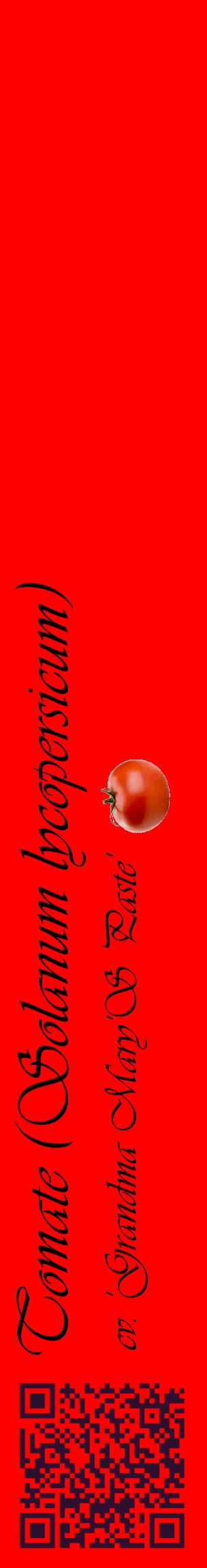Étiquette de : Solanum lycopersicum cv. 'Grandma Mary'S Paste' - format c - style noire27_basiqueviv avec qrcode et comestibilité simplifiée