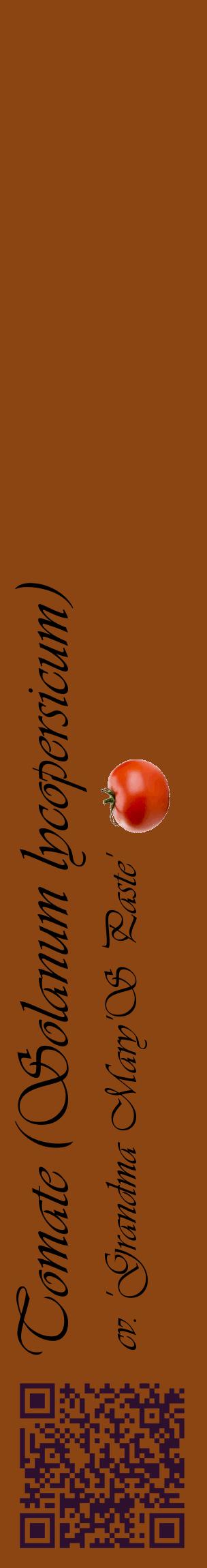 Étiquette de : Solanum lycopersicum cv. 'Grandma Mary'S Paste' - format c - style noire30_basiqueviv avec qrcode et comestibilité simplifiée