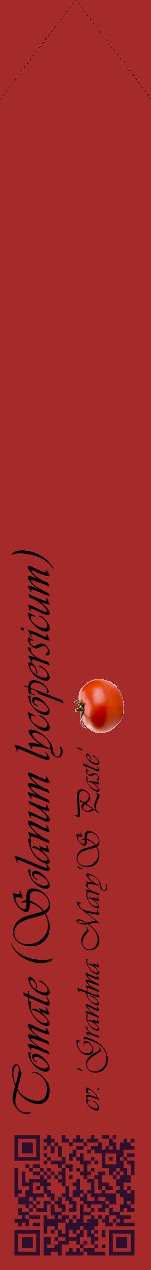 Étiquette de : Solanum lycopersicum cv. 'Grandma Mary'S Paste' - format c - style noire33_simpleviv avec qrcode et comestibilité simplifiée