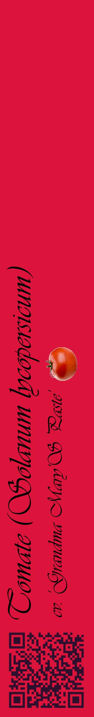 Étiquette de : Solanum lycopersicum cv. 'Grandma Mary'S Paste' - format c - style noire36_basiqueviv avec qrcode et comestibilité simplifiée