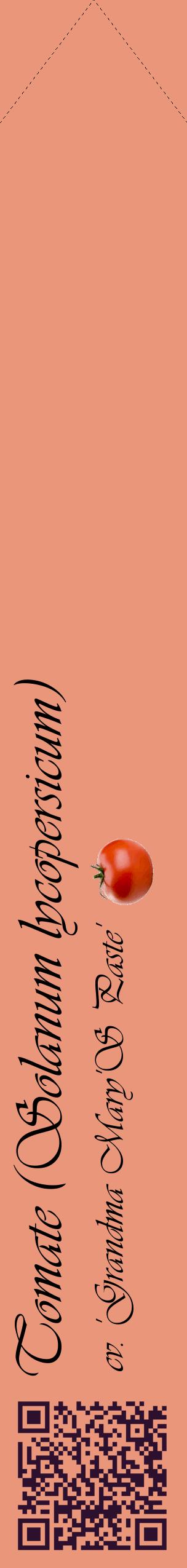 Étiquette de : Solanum lycopersicum cv. 'Grandma Mary'S Paste' - format c - style noire37_simpleviv avec qrcode et comestibilité simplifiée