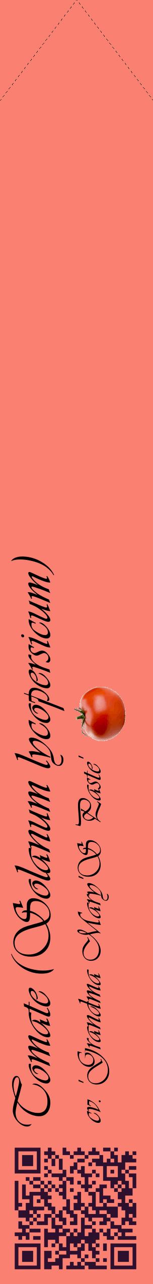 Étiquette de : Solanum lycopersicum cv. 'Grandma Mary'S Paste' - format c - style noire38_simpleviv avec qrcode et comestibilité simplifiée