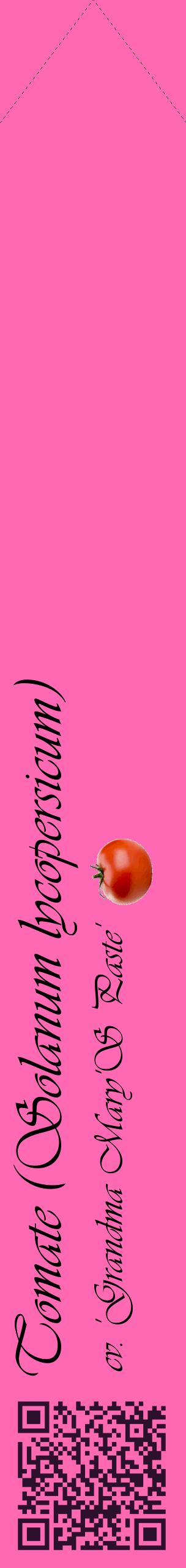Étiquette de : Solanum lycopersicum cv. 'Grandma Mary'S Paste' - format c - style noire42_simpleviv avec qrcode et comestibilité simplifiée