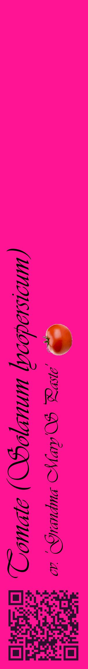 Étiquette de : Solanum lycopersicum cv. 'Grandma Mary'S Paste' - format c - style noire43_basiqueviv avec qrcode et comestibilité simplifiée