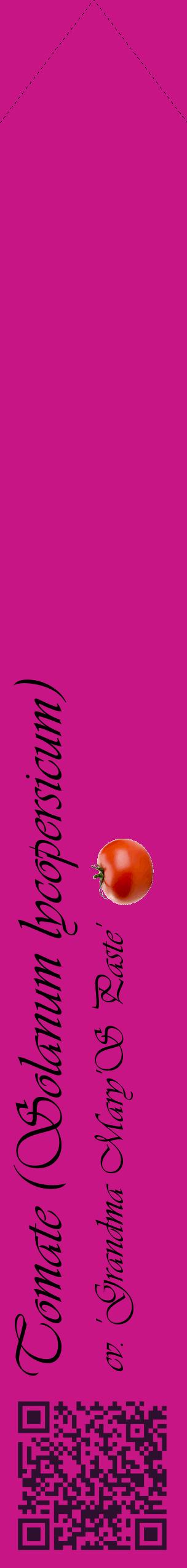 Étiquette de : Solanum lycopersicum cv. 'Grandma Mary'S Paste' - format c - style noire45_simpleviv avec qrcode et comestibilité simplifiée