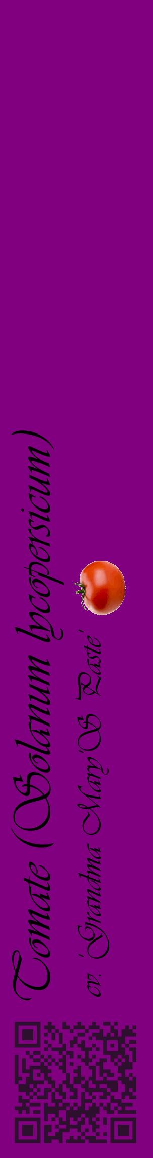 Étiquette de : Solanum lycopersicum cv. 'Grandma Mary'S Paste' - format c - style noire46_basiqueviv avec qrcode et comestibilité simplifiée