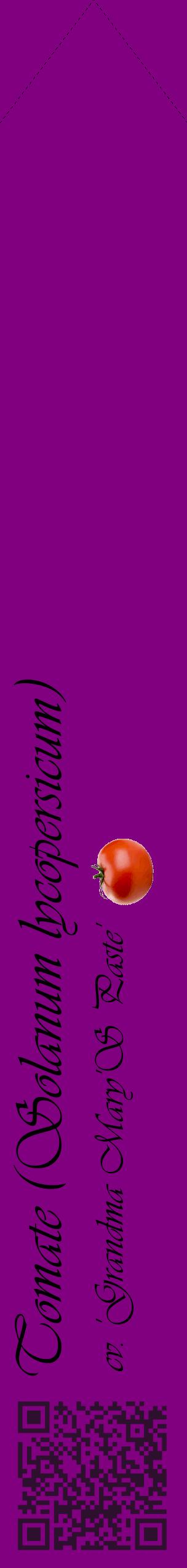 Étiquette de : Solanum lycopersicum cv. 'Grandma Mary'S Paste' - format c - style noire46_simpleviv avec qrcode et comestibilité simplifiée
