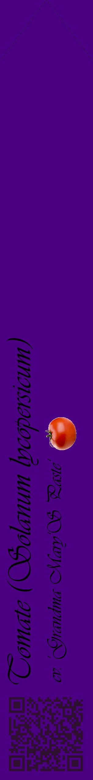 Étiquette de : Solanum lycopersicum cv. 'Grandma Mary'S Paste' - format c - style noire47_simpleviv avec qrcode et comestibilité simplifiée
