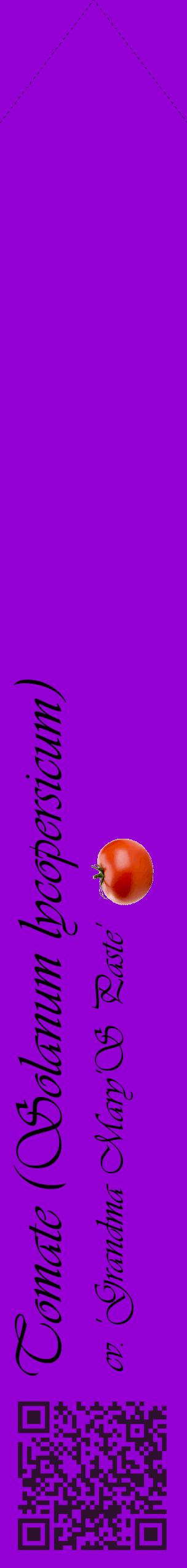 Étiquette de : Solanum lycopersicum cv. 'Grandma Mary'S Paste' - format c - style noire48_simpleviv avec qrcode et comestibilité simplifiée