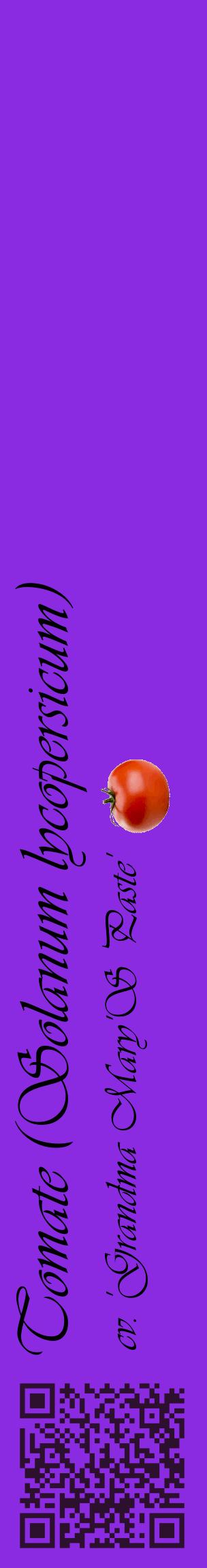 Étiquette de : Solanum lycopersicum cv. 'Grandma Mary'S Paste' - format c - style noire49_basiqueviv avec qrcode et comestibilité simplifiée