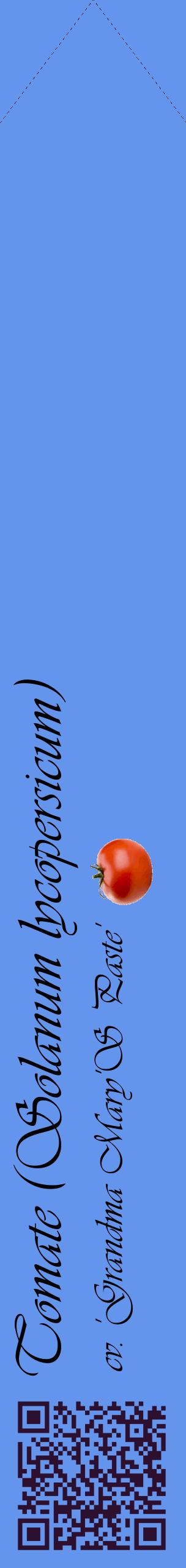 Étiquette de : Solanum lycopersicum cv. 'Grandma Mary'S Paste' - format c - style noire4_simpleviv avec qrcode et comestibilité simplifiée