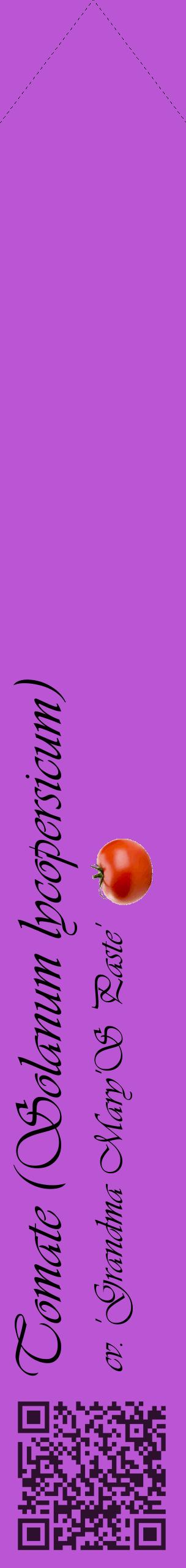 Étiquette de : Solanum lycopersicum cv. 'Grandma Mary'S Paste' - format c - style noire50_simpleviv avec qrcode et comestibilité simplifiée