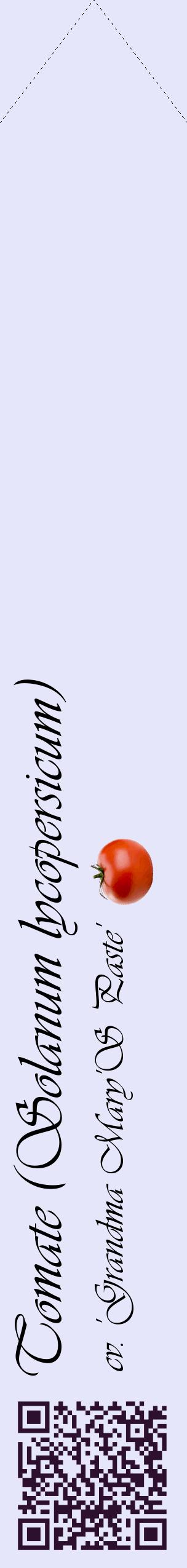 Étiquette de : Solanum lycopersicum cv. 'Grandma Mary'S Paste' - format c - style noire55_simpleviv avec qrcode et comestibilité simplifiée