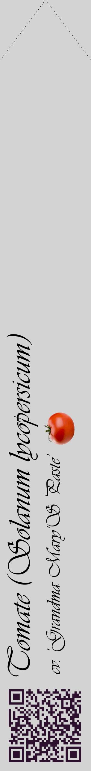 Étiquette de : Solanum lycopersicum cv. 'Grandma Mary'S Paste' - format c - style noire56_simpleviv avec qrcode et comestibilité simplifiée
