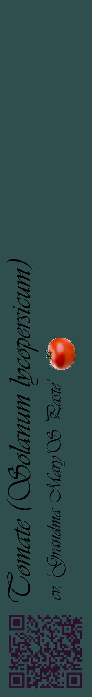 Étiquette de : Solanum lycopersicum cv. 'Grandma Mary'S Paste' - format c - style noire58_basiqueviv avec qrcode et comestibilité simplifiée