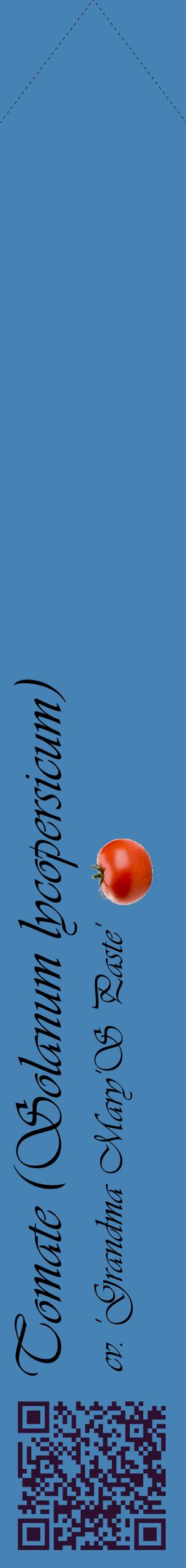 Étiquette de : Solanum lycopersicum cv. 'Grandma Mary'S Paste' - format c - style noire5_simpleviv avec qrcode et comestibilité simplifiée