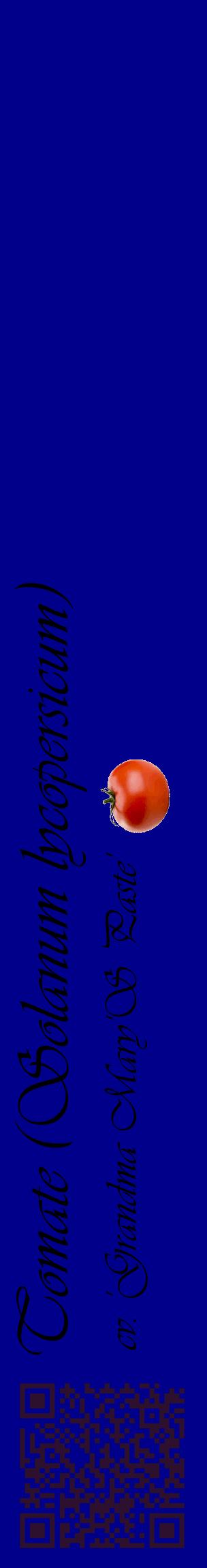 Étiquette de : Solanum lycopersicum cv. 'Grandma Mary'S Paste' - format c - style noire7_basiqueviv avec qrcode et comestibilité simplifiée