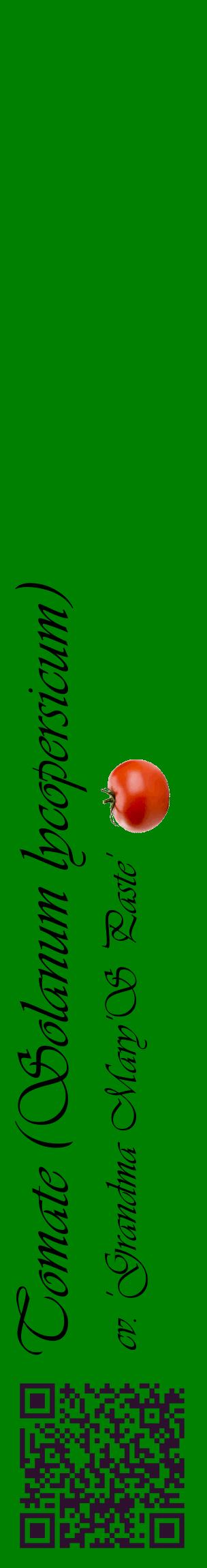 Étiquette de : Solanum lycopersicum cv. 'Grandma Mary'S Paste' - format c - style noire9_basiqueviv avec qrcode et comestibilité simplifiée