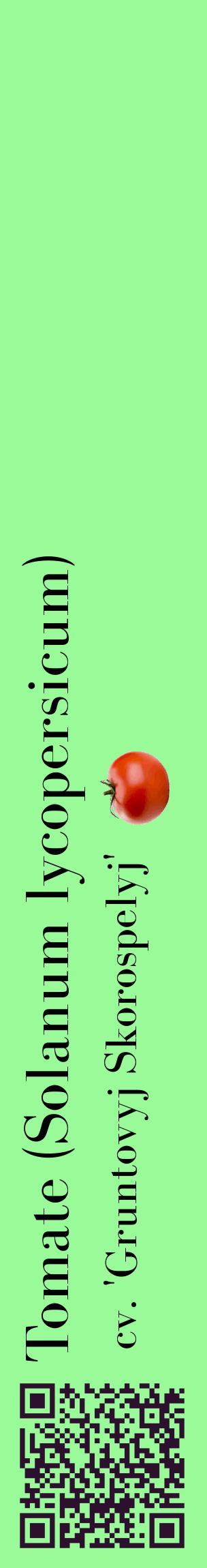 Étiquette de : Solanum lycopersicum cv. 'Gruntovyj Skorospelyj' - format c - style noire14_basiquebod avec qrcode et comestibilité simplifiée