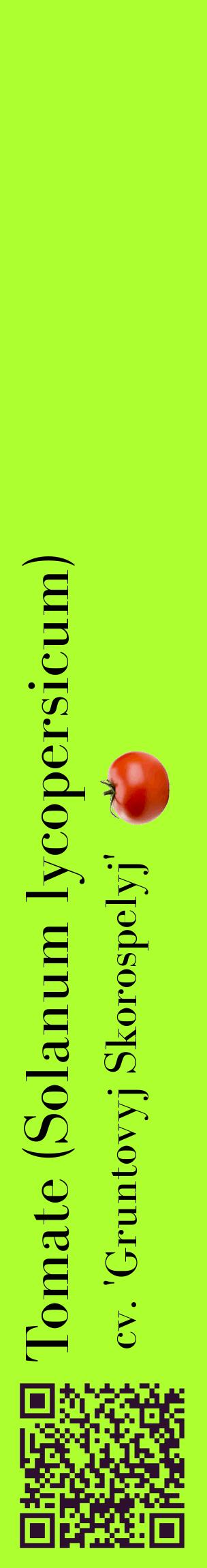 Étiquette de : Solanum lycopersicum cv. 'Gruntovyj Skorospelyj' - format c - style noire17_basiquebod avec qrcode et comestibilité simplifiée