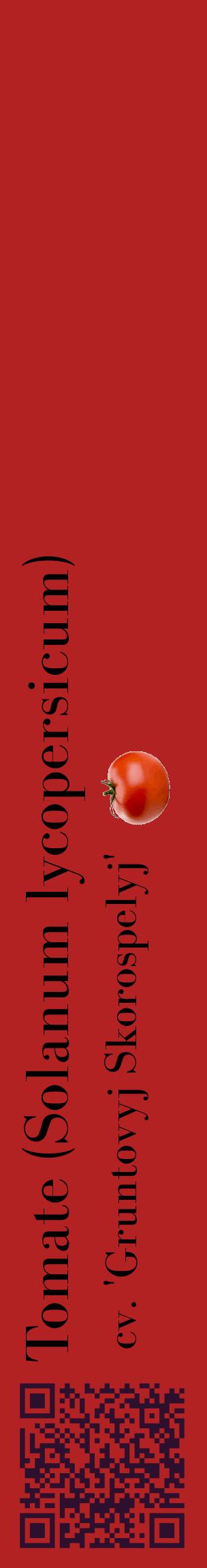 Étiquette de : Solanum lycopersicum cv. 'Gruntovyj Skorospelyj' - format c - style noire28_basiquebod avec qrcode et comestibilité simplifiée