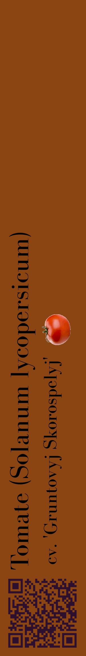 Étiquette de : Solanum lycopersicum cv. 'Gruntovyj Skorospelyj' - format c - style noire30_basiquebod avec qrcode et comestibilité simplifiée