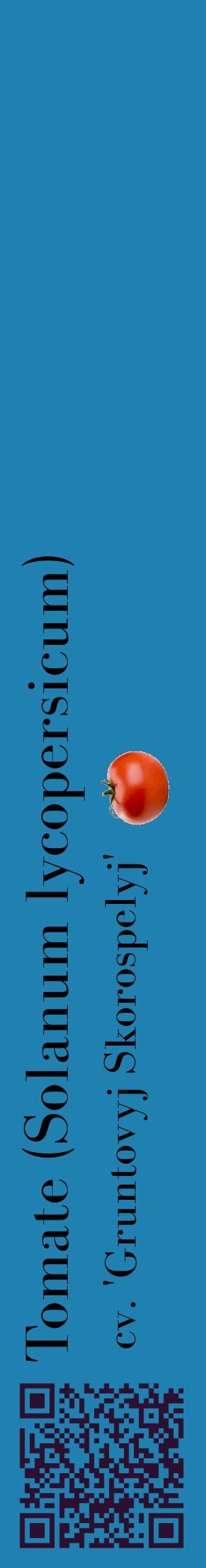 Étiquette de : Solanum lycopersicum cv. 'Gruntovyj Skorospelyj' - format c - style noire6_basiquebod avec qrcode et comestibilité simplifiée