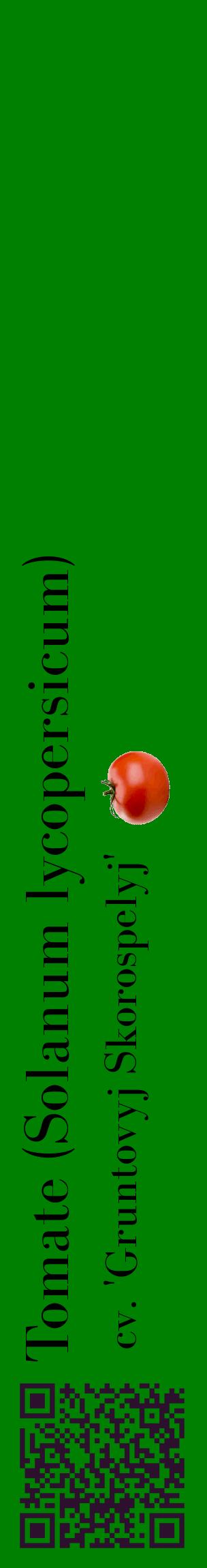 Étiquette de : Solanum lycopersicum cv. 'Gruntovyj Skorospelyj' - format c - style noire9_basiquebod avec qrcode et comestibilité simplifiée
