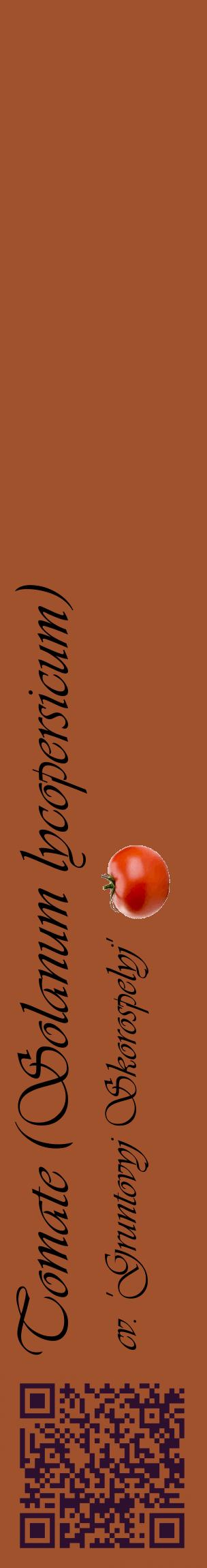 Étiquette de : Solanum lycopersicum cv. 'Gruntovyj Skorospelyj' - format c - style noire32_basiqueviv avec qrcode et comestibilité simplifiée