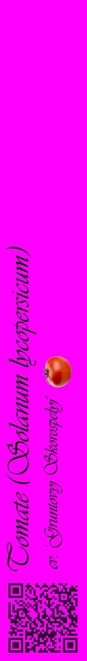 Étiquette de : Solanum lycopersicum cv. 'Gruntovyj Skorospelyj' - format c - style noire51_basiqueviv avec qrcode et comestibilité simplifiée