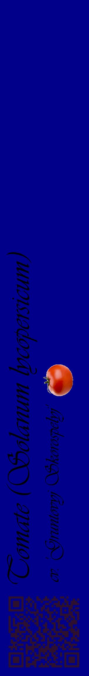 Étiquette de : Solanum lycopersicum cv. 'Gruntovyj Skorospelyj' - format c - style noire7_basiqueviv avec qrcode et comestibilité simplifiée