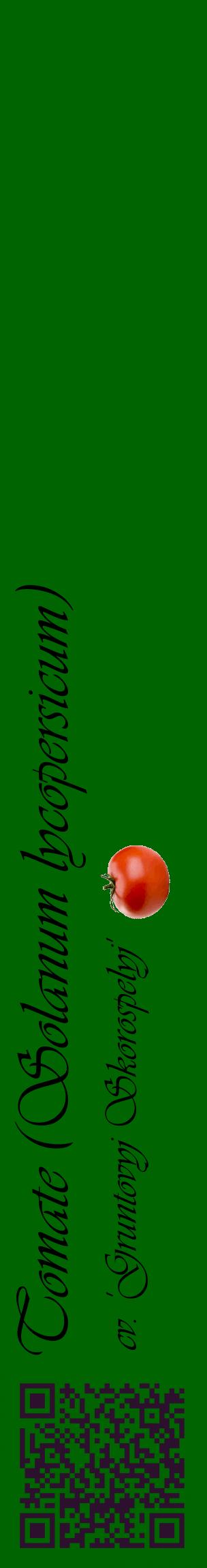 Étiquette de : Solanum lycopersicum cv. 'Gruntovyj Skorospelyj' - format c - style noire8_basiqueviv avec qrcode et comestibilité simplifiée