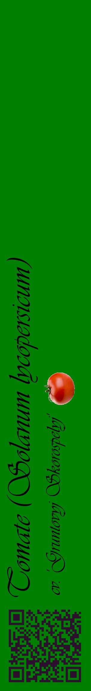 Étiquette de : Solanum lycopersicum cv. 'Gruntovyj Skorospelyj' - format c - style noire9_basiqueviv avec qrcode et comestibilité simplifiée