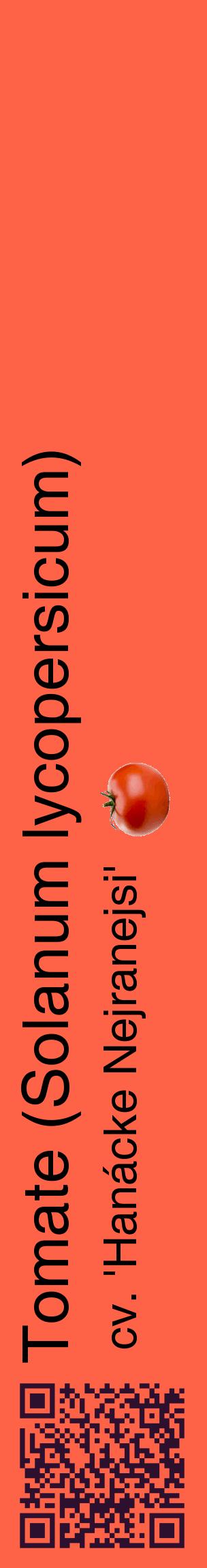 Étiquette de : Solanum lycopersicum cv. 'Hanácke Nejranejsi' - format c - style noire25_basiquehel avec qrcode et comestibilité simplifiée