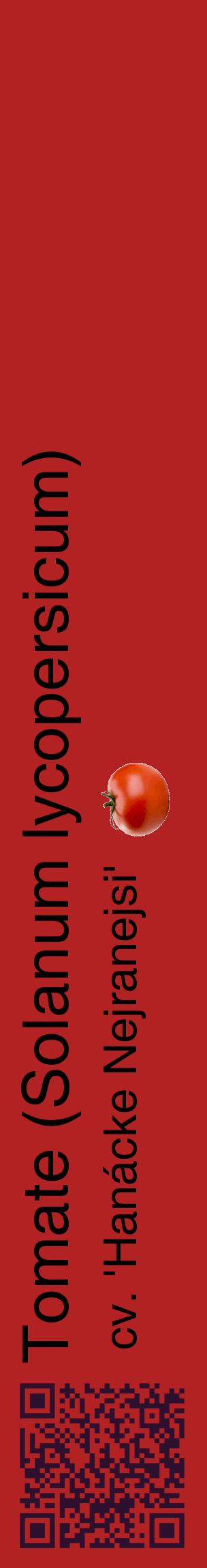 Étiquette de : Solanum lycopersicum cv. 'Hanácke Nejranejsi' - format c - style noire28_basiquehel avec qrcode et comestibilité simplifiée