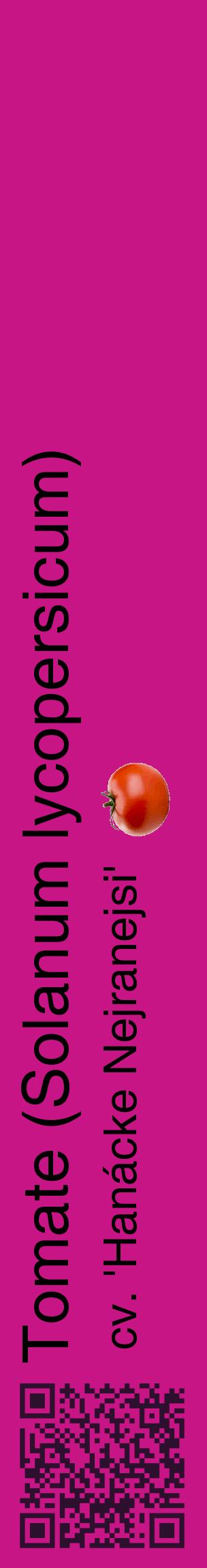 Étiquette de : Solanum lycopersicum cv. 'Hanácke Nejranejsi' - format c - style noire45_basiquehel avec qrcode et comestibilité simplifiée