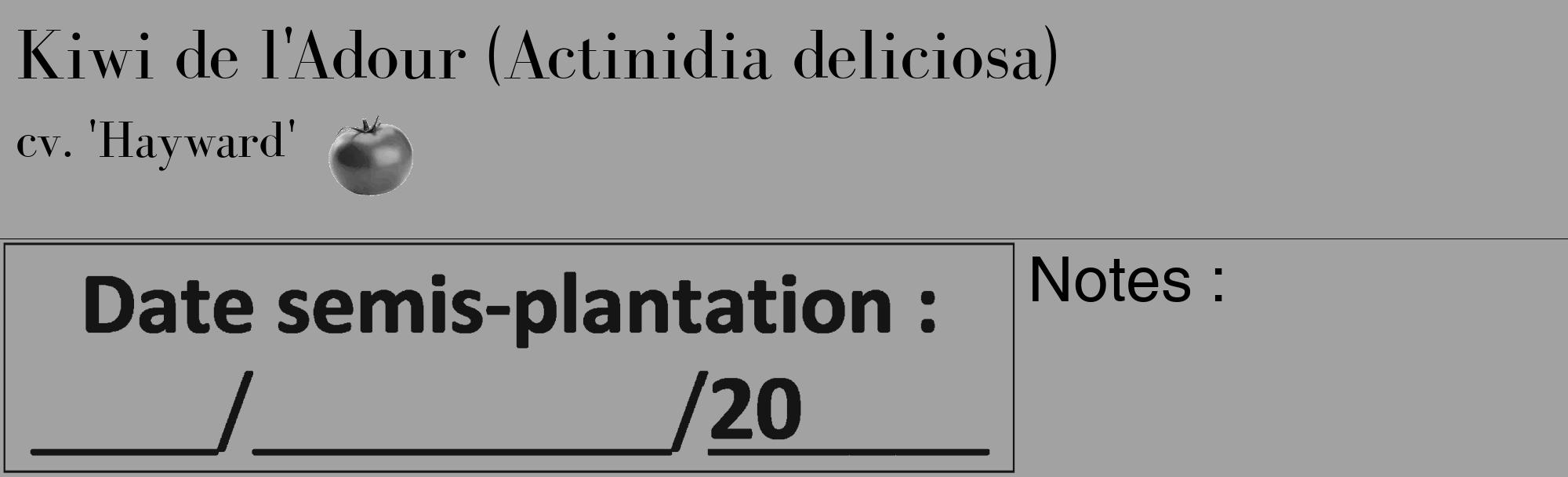 Étiquette de : Actinidia deliciosa cv. 'Hayward' - format c - style noire38_basique_basiquebod avec comestibilité simplifiée