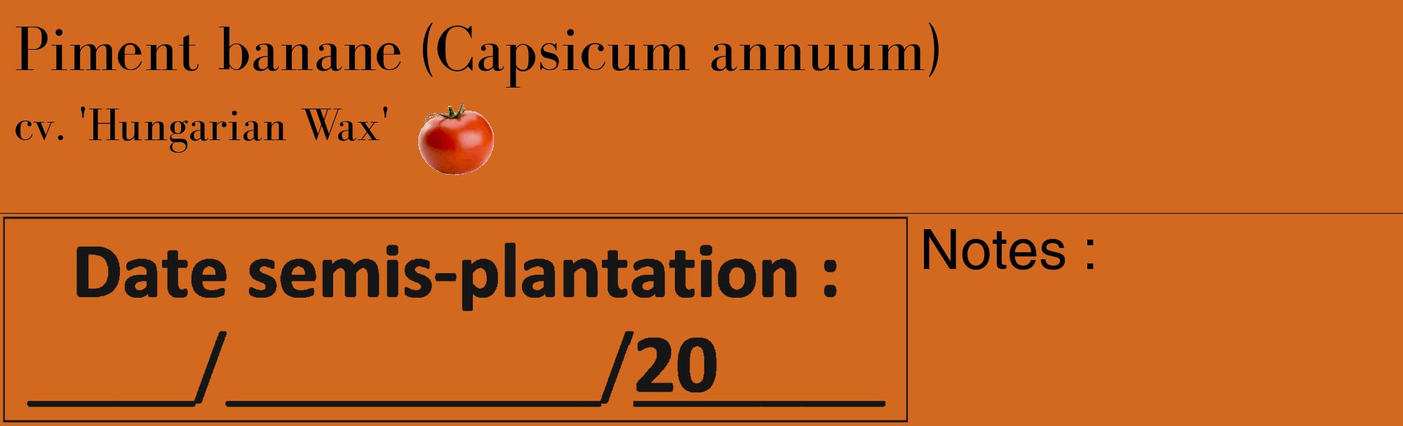 Étiquette de : Capsicum annuum cv. 'Hungarian Wax' - format c - style noire31_basique_basiquebod avec comestibilité simplifiée